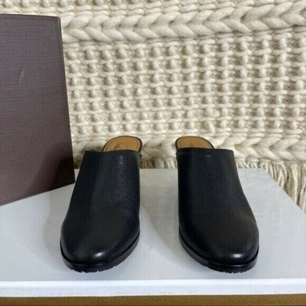 Patricia Nash Black Michaela Slip on Mules Leather Block Heel Size 6 - Picture 6 of 9